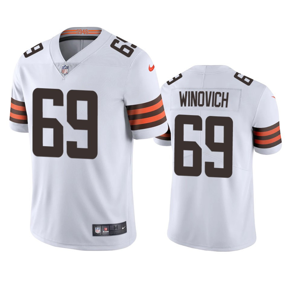 Chase Winovich 69 Cleveland Browns White Vapor Limited Stitched Jersey