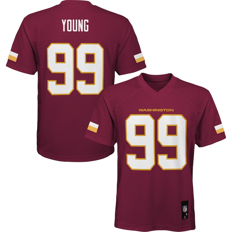 Chase Young 99 Washington Commanders Preschool Player Stitched Jersey – Burgundy