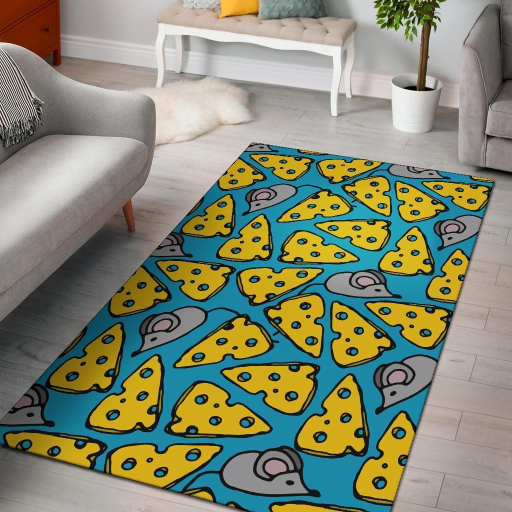 Cheese Mouse Pattern Print Area Limited Edition Rectangle Rug