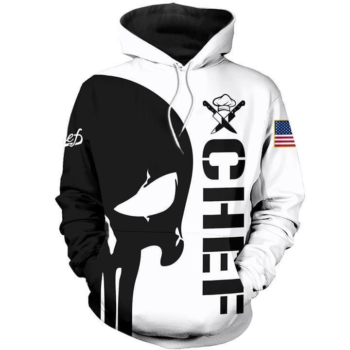 Chef punisher skull printed 3D Hoodie