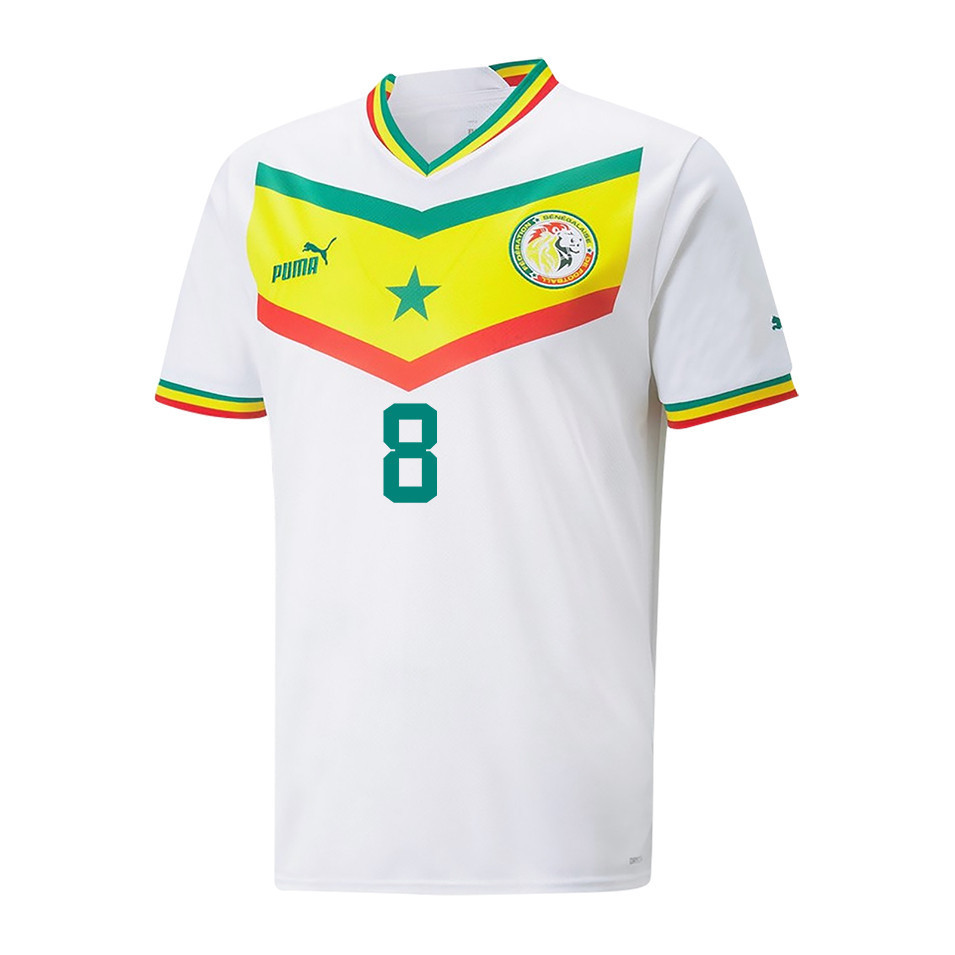 Cheikhou Kouyaté 8 FIFA World Cup Qatar 2022 Patch Senegal National Team- Home Men Soccer Jersey