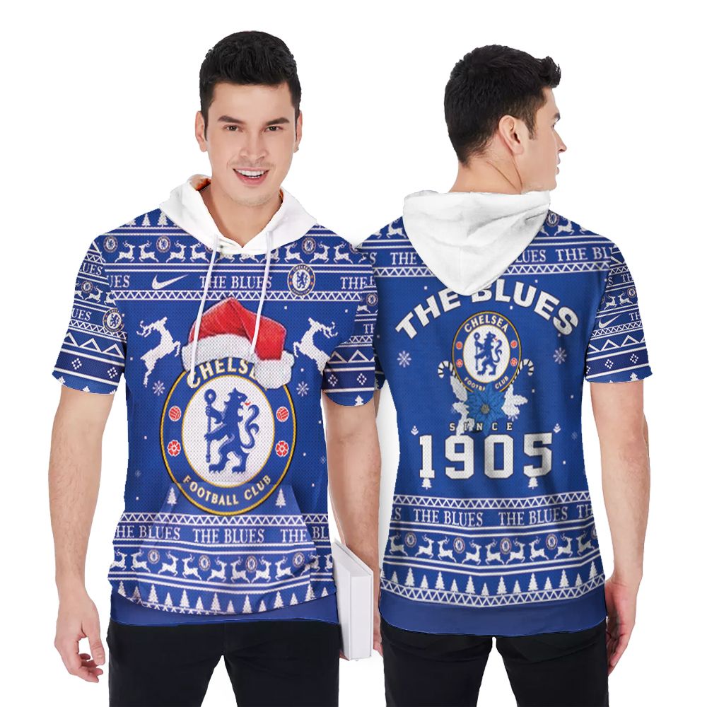 Chelsea The Blues Football Club Christmas 3D Printed Gift For Chelsea Fan Short Sleeve Hoodie