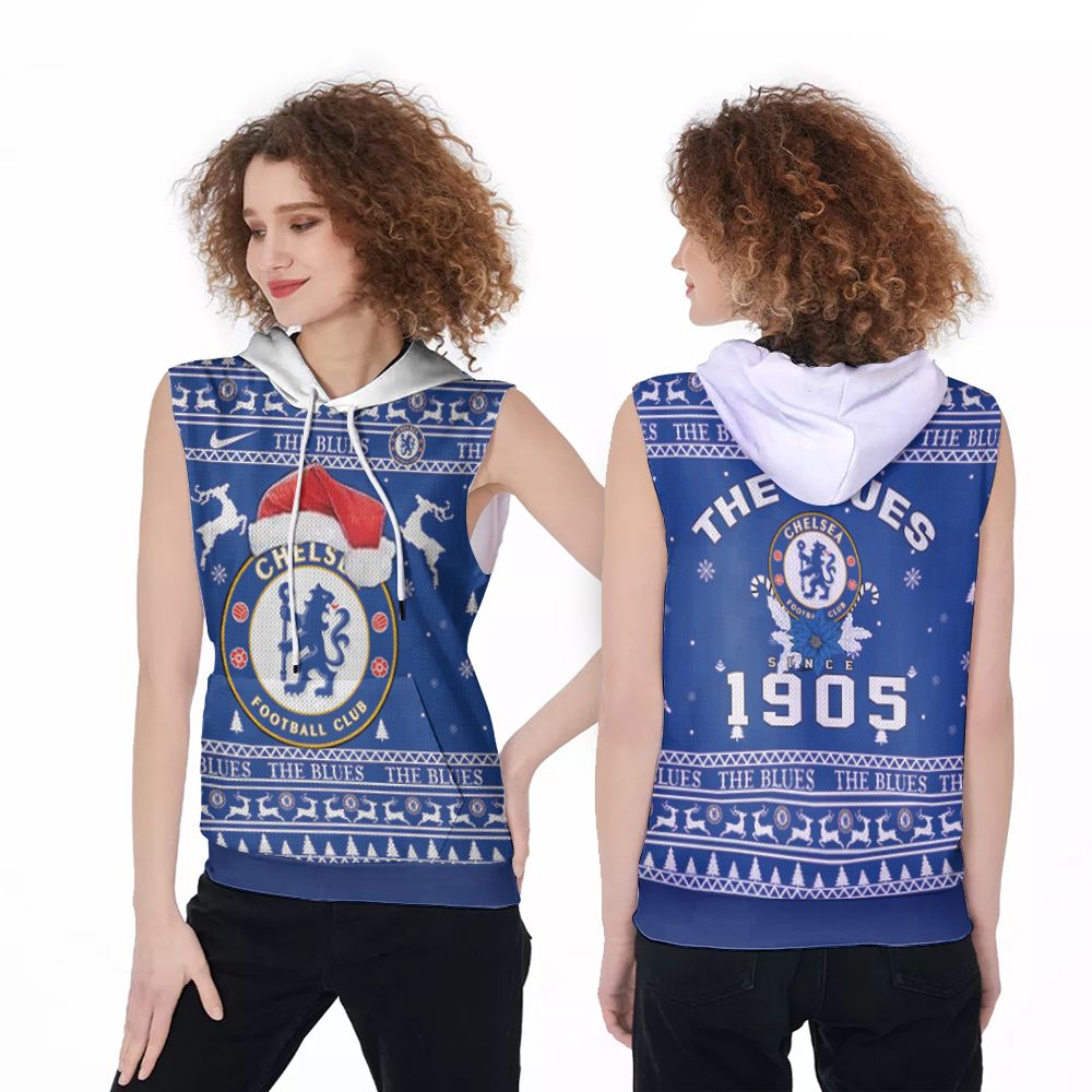 Chelsea The Blues Football Club Christmas 3D Printed Gift For Chelsea Fan Sleeveless Hoodie