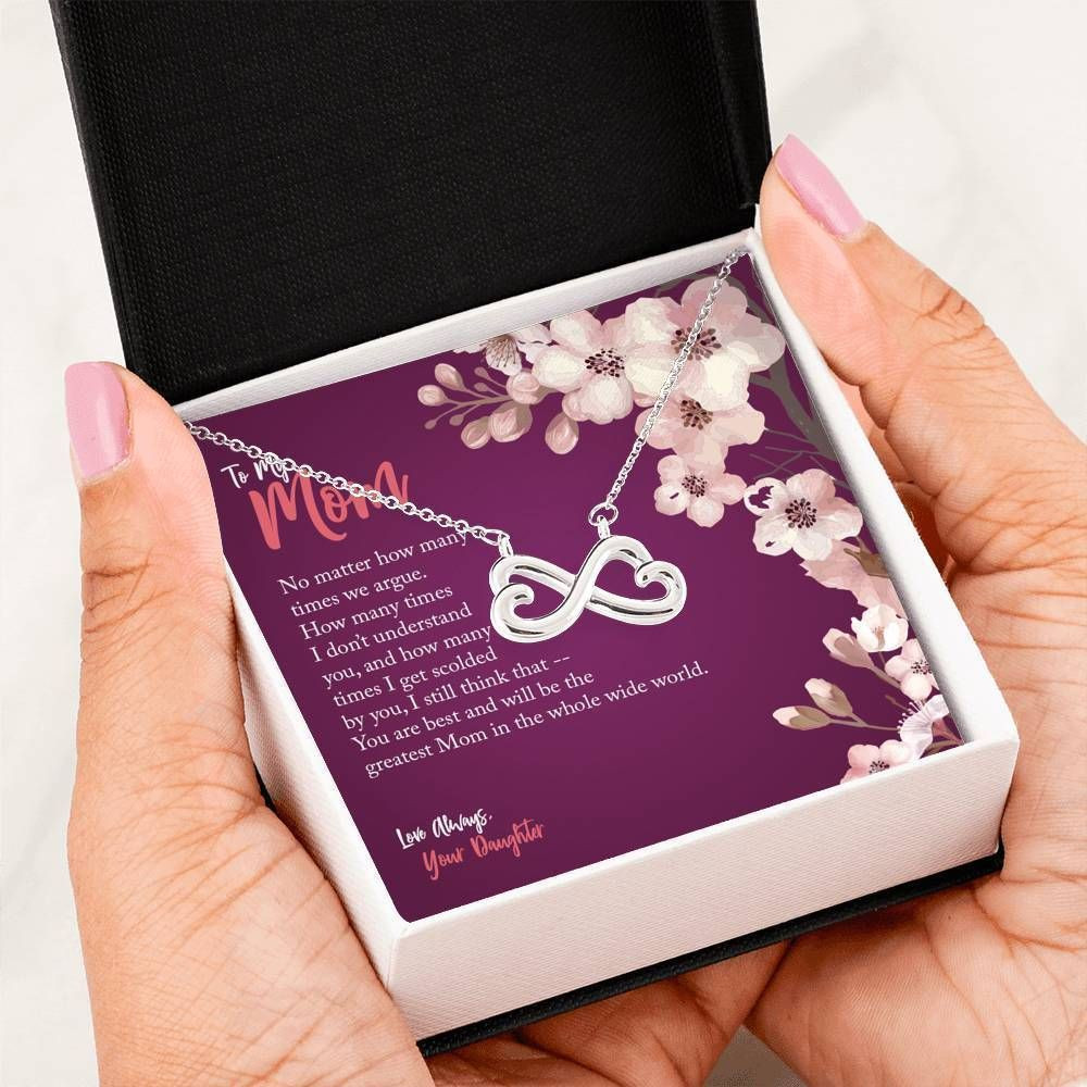 Cherry Blossom Love You More Than Anything Infinity Heart Necklace Gift For Mom