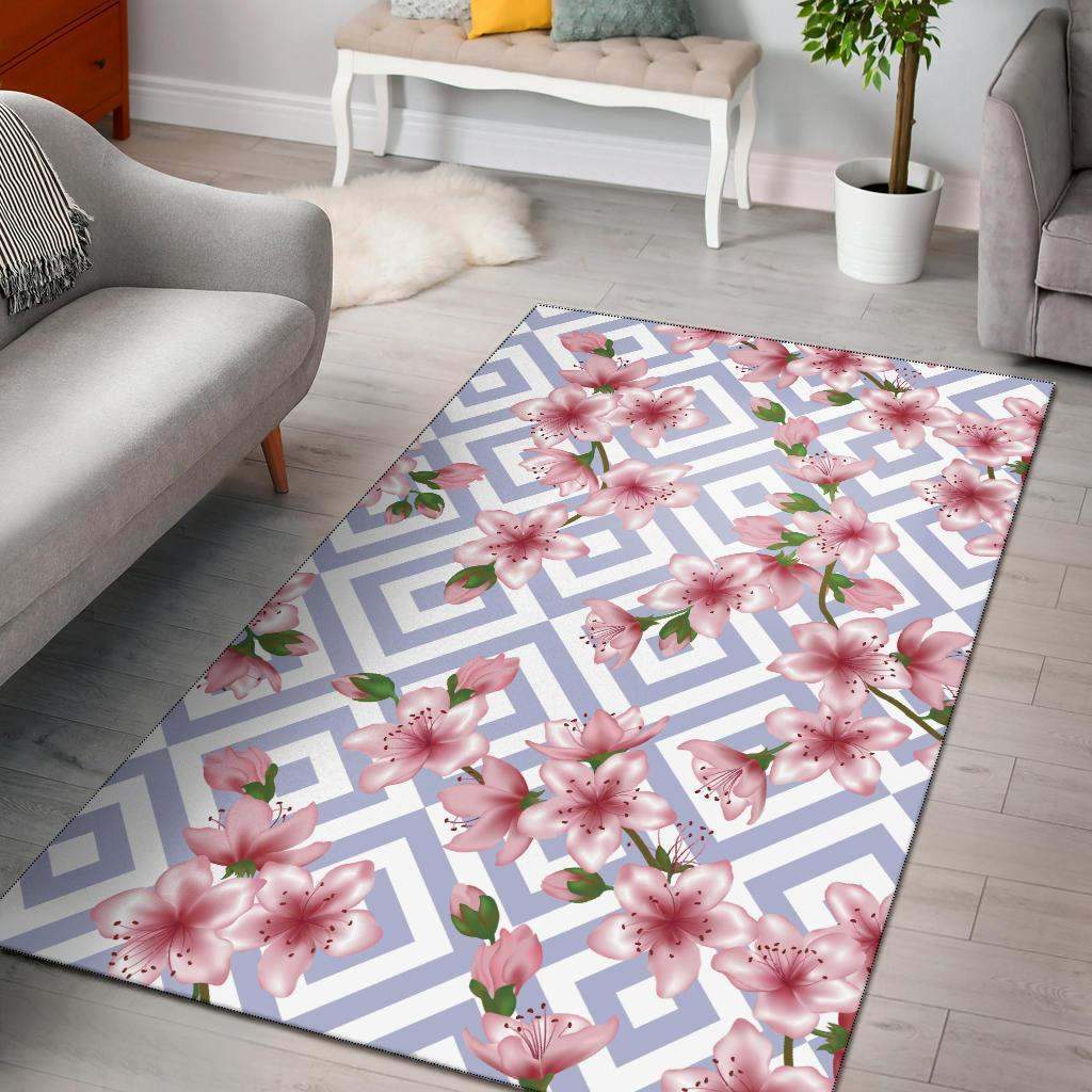 Cherry Blossom Pattern Print Design Limited Edition Rectangle Rug