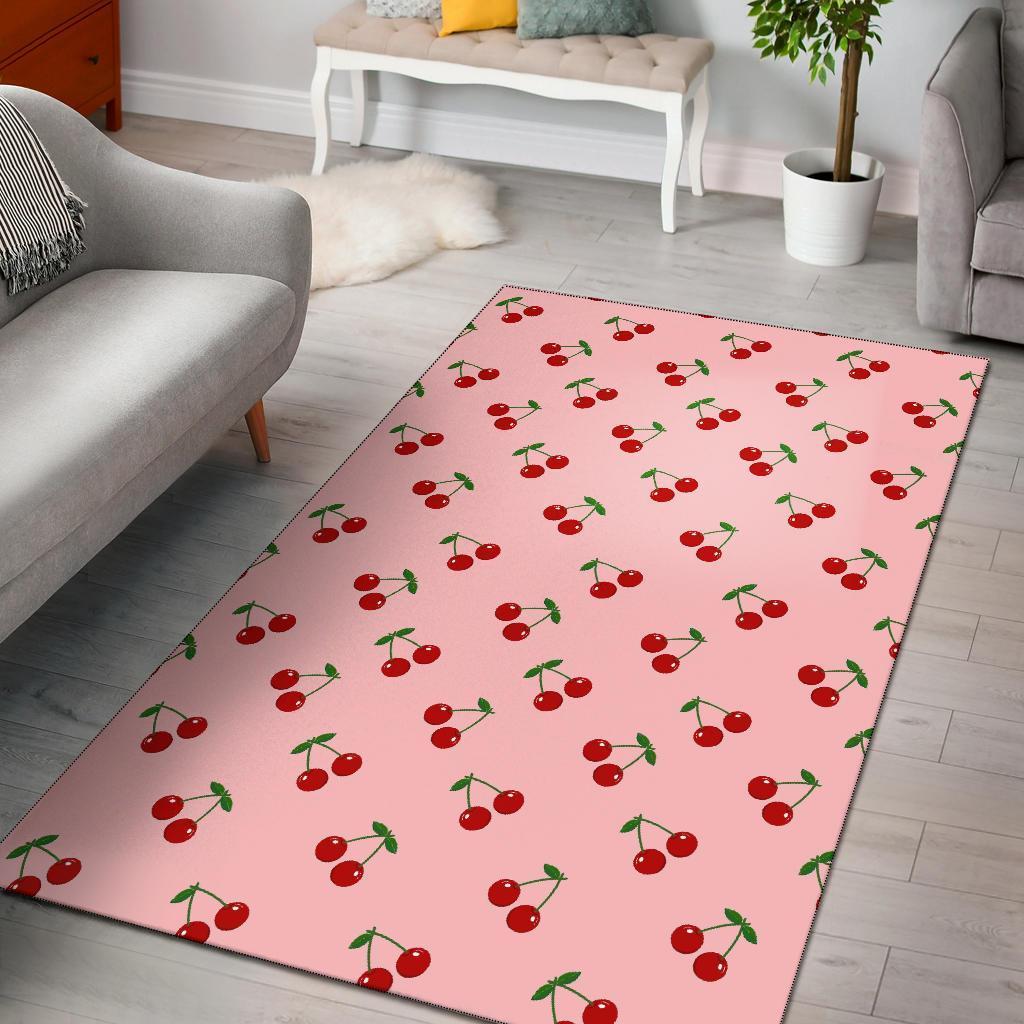 Cherry Pink Pattern Print Area Limited Edition Rectangle Rug