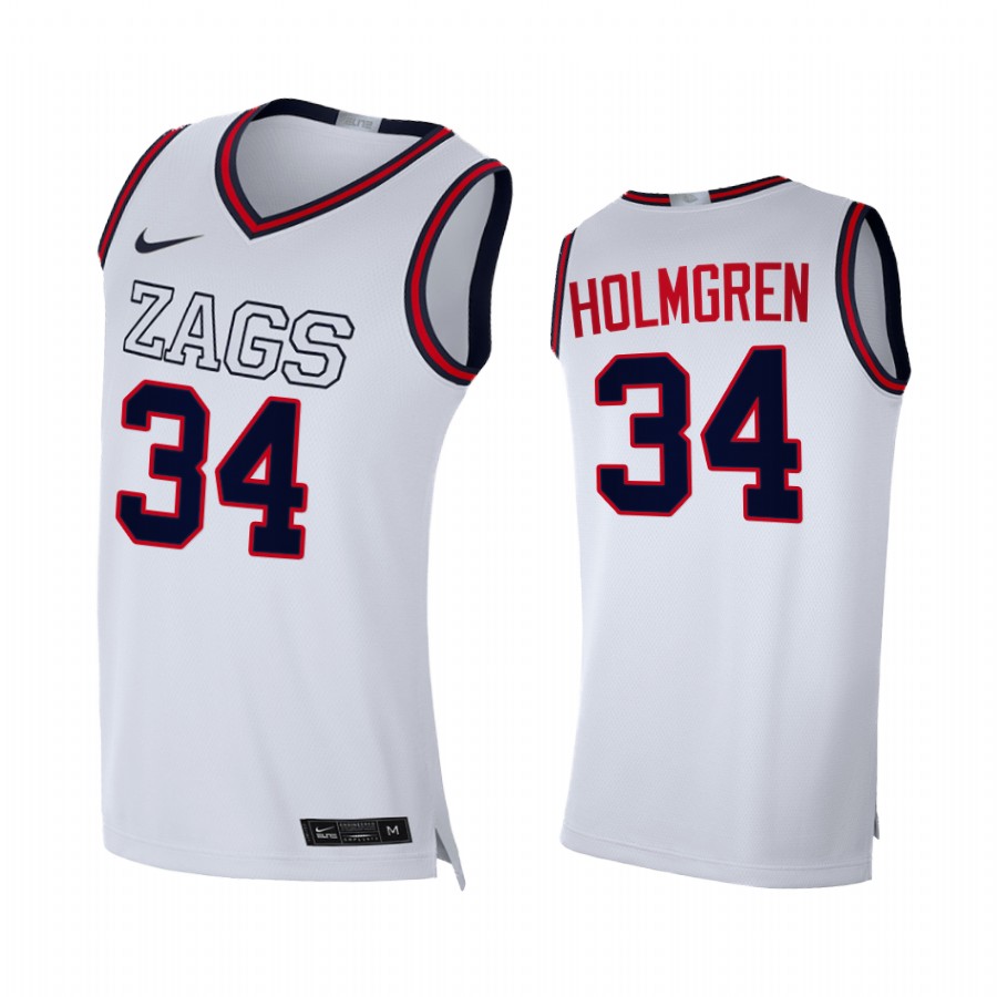 Chet Holmgren Gonzaga Bulldogs White Jersey 2022 NBA Draft top prospect