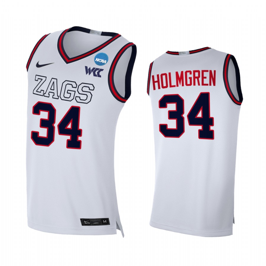 Chet Holmgren Gonzaga Bulldogs White Jersey 2022 NCAA March Madness Sweet 16