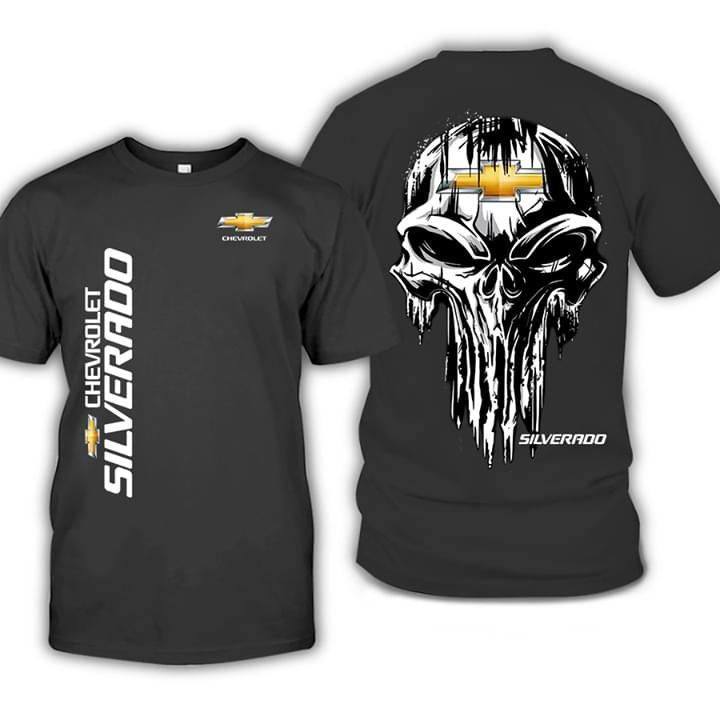 Chevrolet silverado logo punisher skull for fan Tshirt