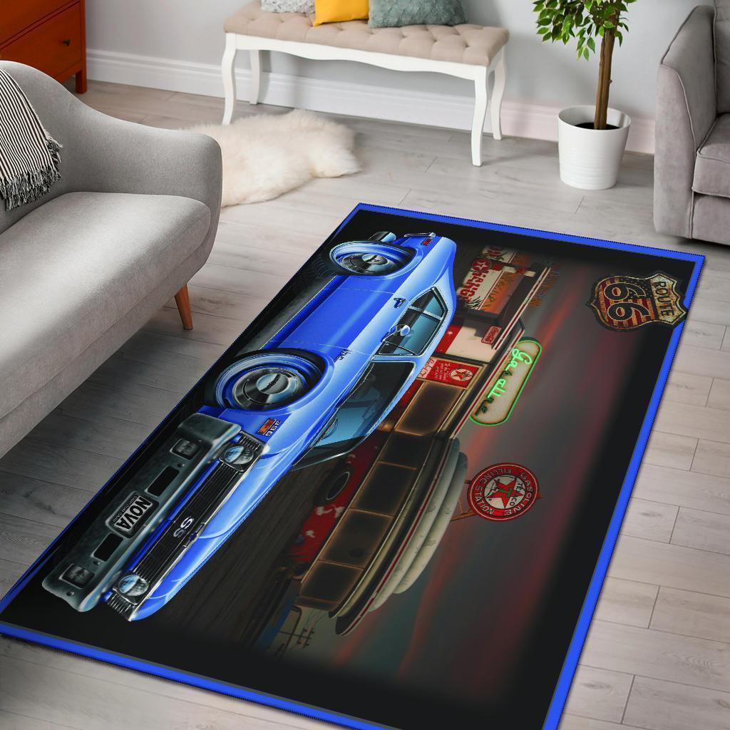 Chevy Nova Route Gas Station Area Rectangle Rug