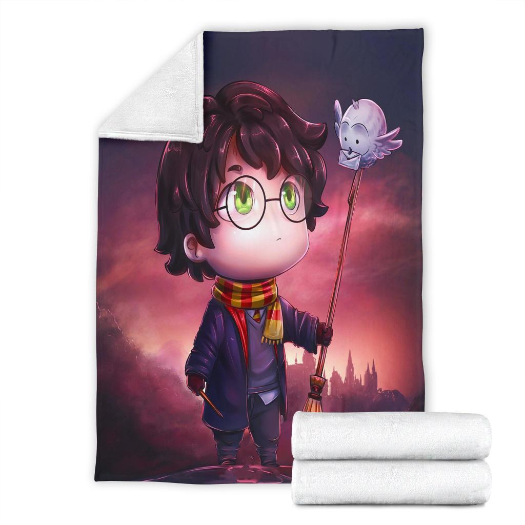 Chibi Harry Potter Sherpa Blanket Cozy Blanket Fleece Blanket