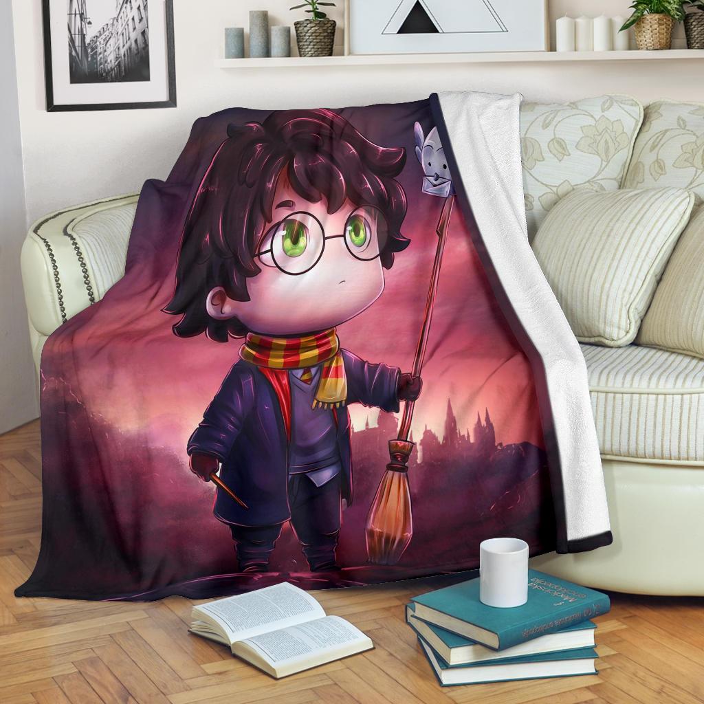 Chibi Harry Potter Sherpa Blanket Cozy Blanket Fleece Blanket