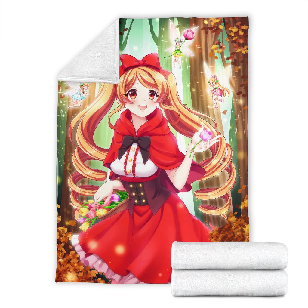 Chibi Red Riding Hood Sherpa Blanket Cozy Blanket Fleece Blanket
