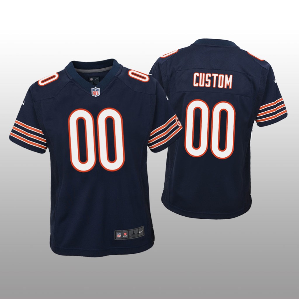 Chicago Bears #00 Navy Custom Game Jersey – Youth