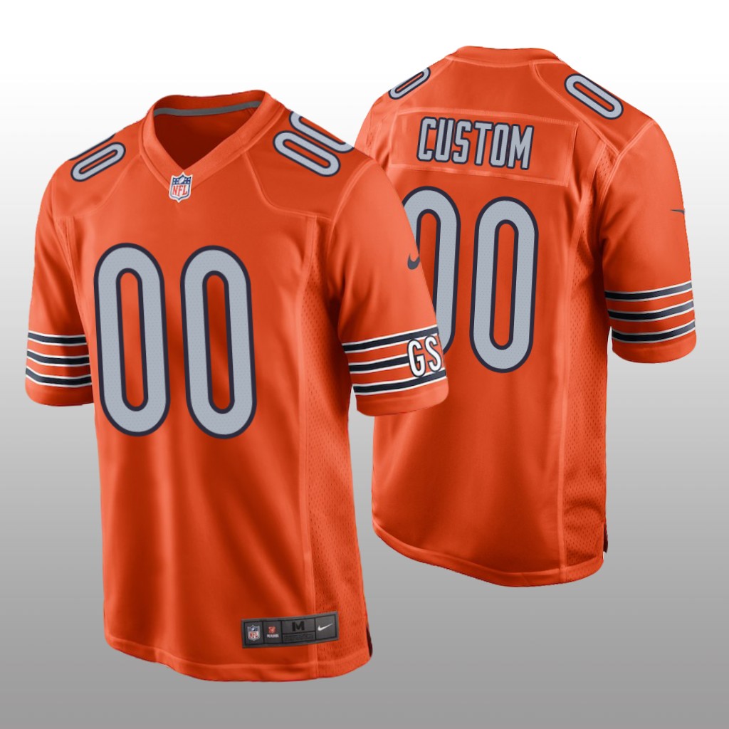 Chicago Bears #00 Orange Men’s Custom Game Jersey