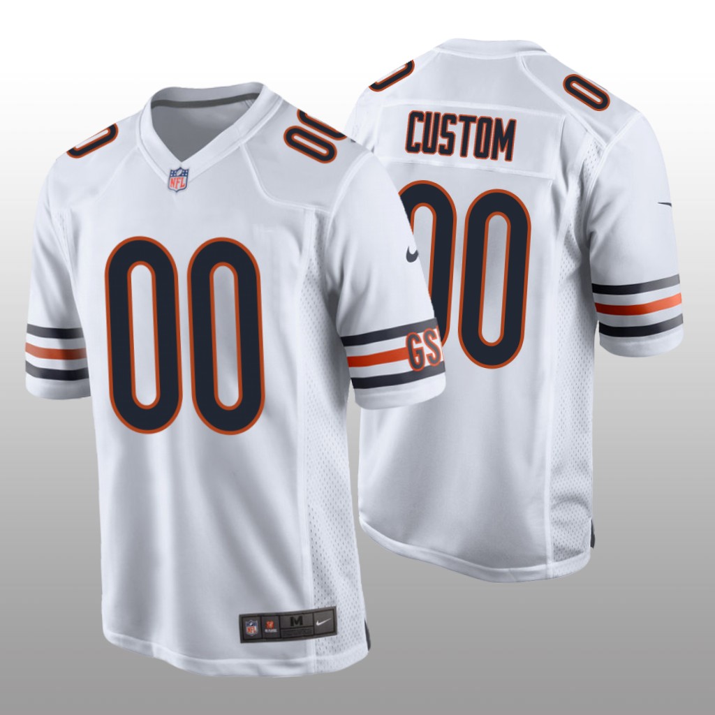 Chicago Bears #00 White Men’s Custom Game Jersey