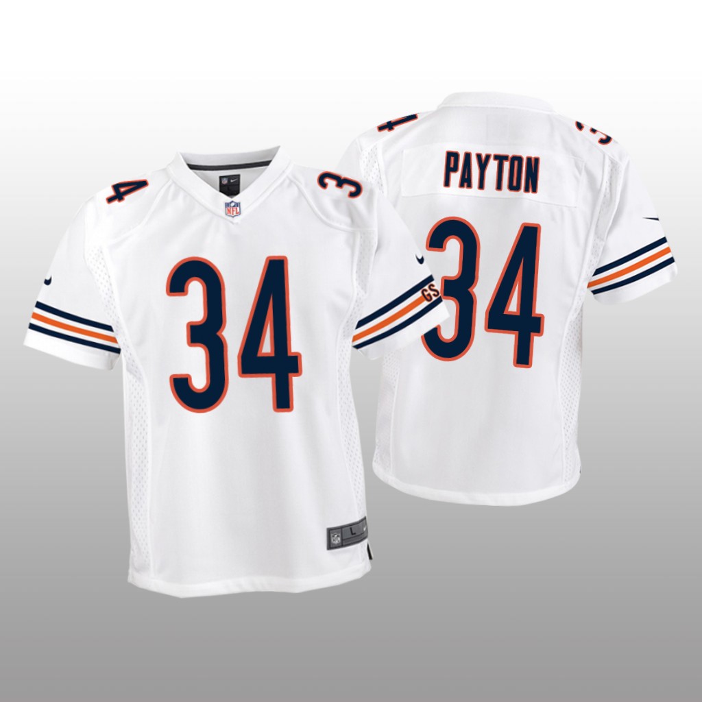 Chicago Bears #34 White Walter Payton Game Jersey – Youth