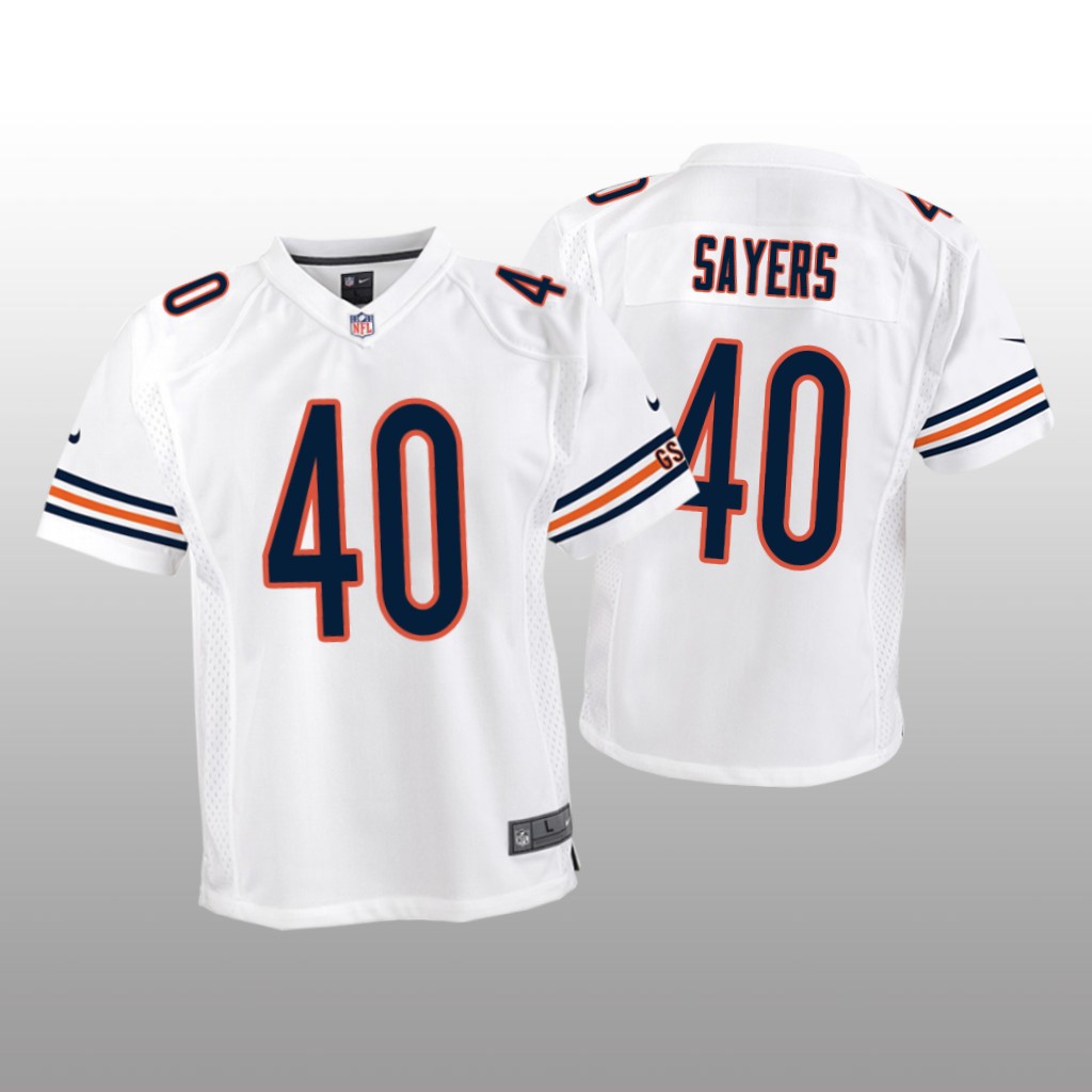 Chicago Bears #40 White Gale Sayers Game Jersey – Youth