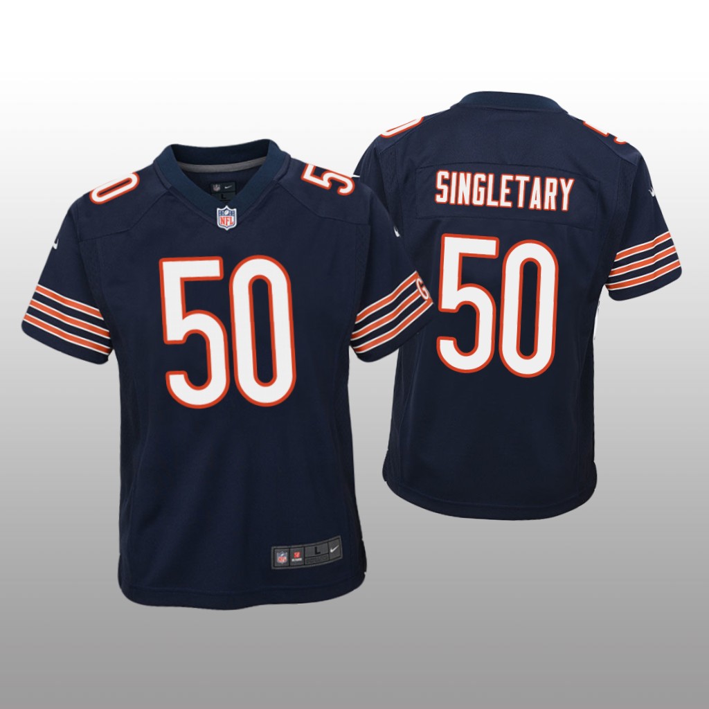 Chicago Bears #50 Navy Mike Singletary Game Jersey – Youth