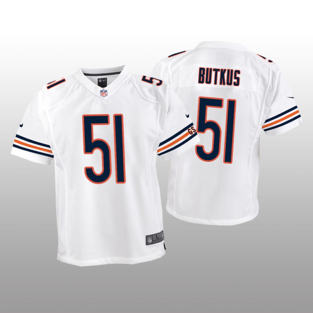 Chicago Bears #51 White Dick Butkus Game Jersey – Youth