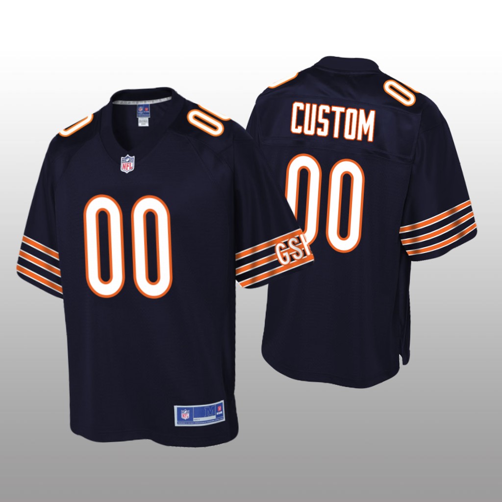 Chicago Bears # Navy Custom Pro Line Jersey – Youth