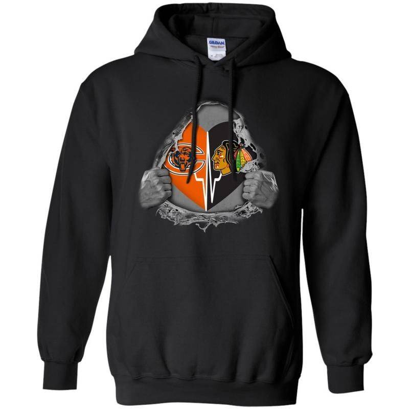 Chicago Bears And Chicago Blackhawks Inside Me Hoodie For Chicago Fans