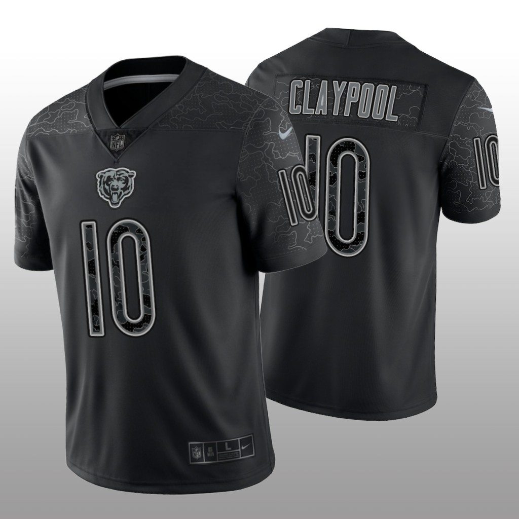 Chicago Bears Chase Claypool Black Jersey Reflective Limited Men's