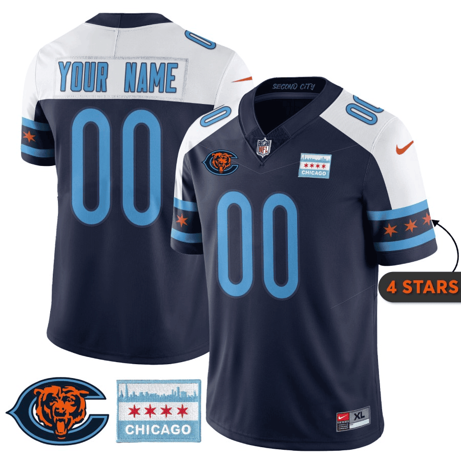 Chicago Bears City Edition Custom Navy Alternate Jersey - All Stitched 