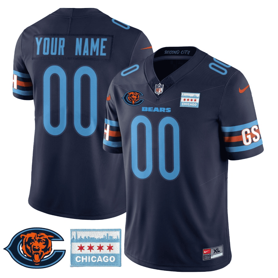 Chicago Bears City Edition GSH Custom Navy Jersey - All Stitched 