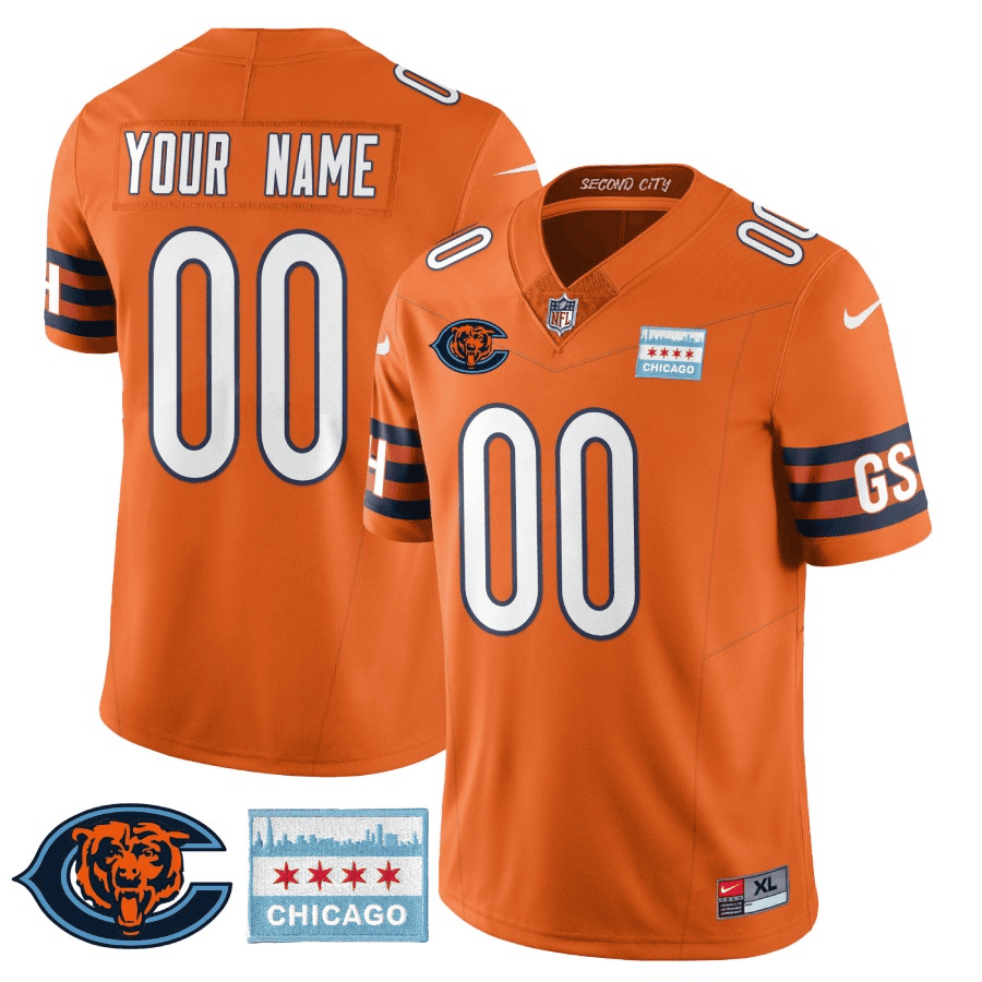 Chicago Bears City Edition GSH Custom Orange Jersey - All Stitched 