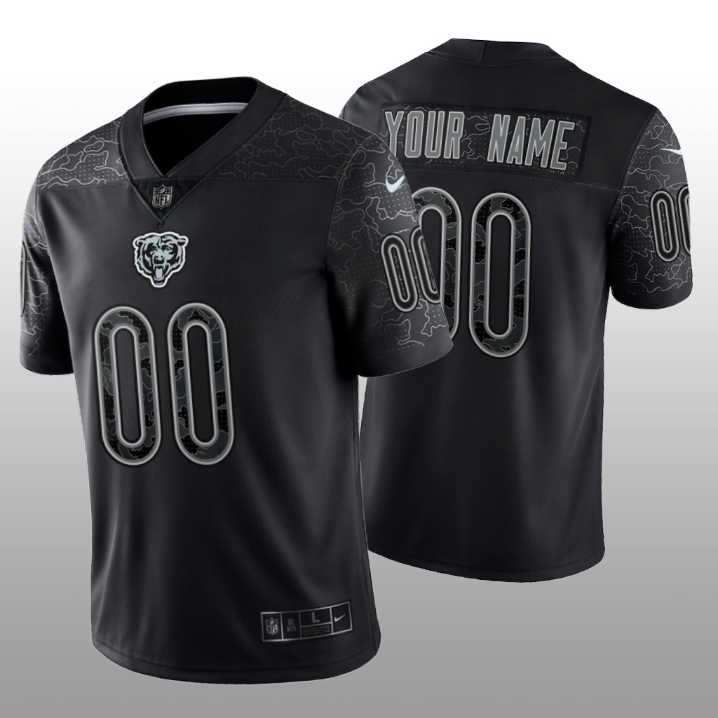 Chicago Bears Custom Black Jersey Reflective Limited - Men's