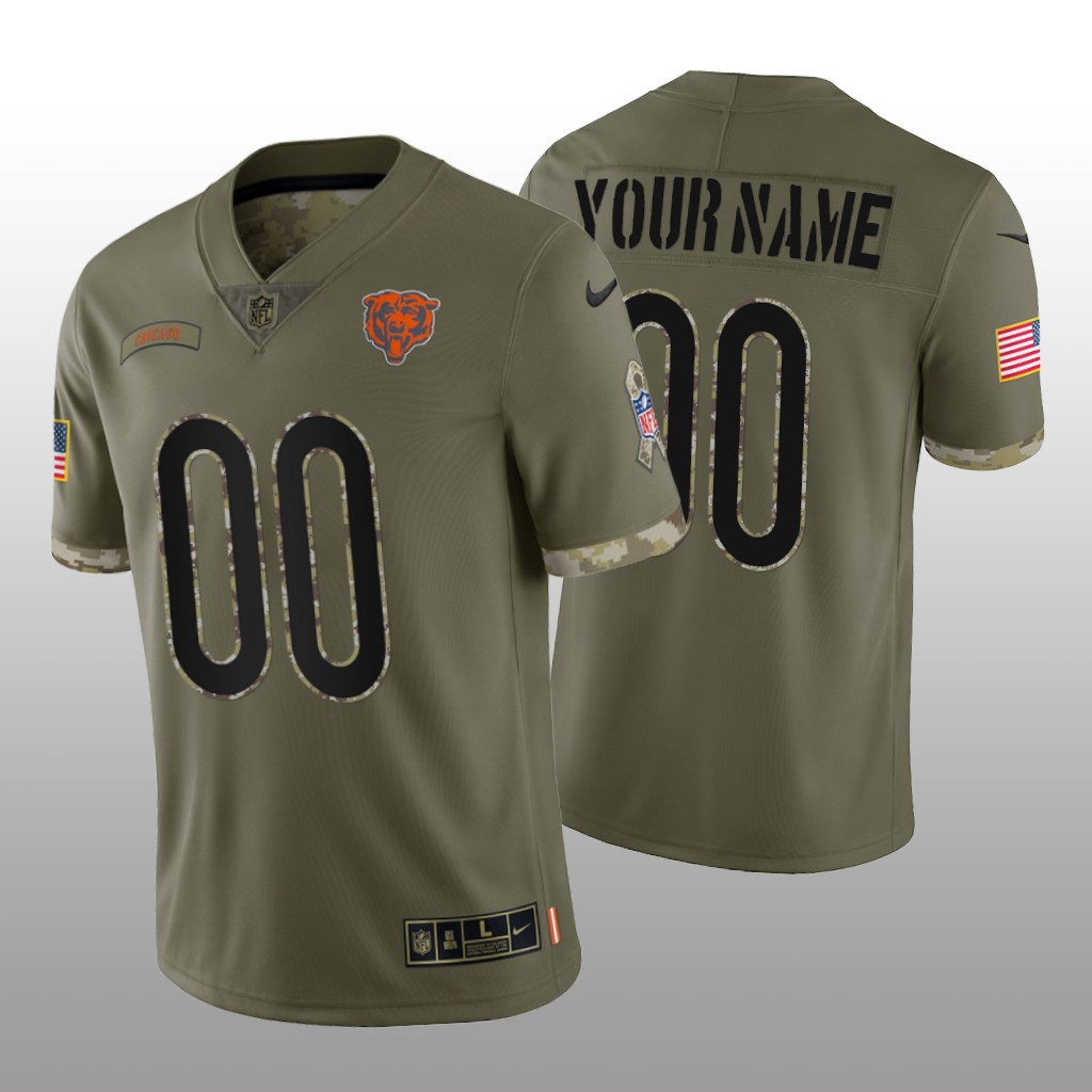 Chicago Bears Custom Olive Limited Jersey 2022 Salute To Service - Men's