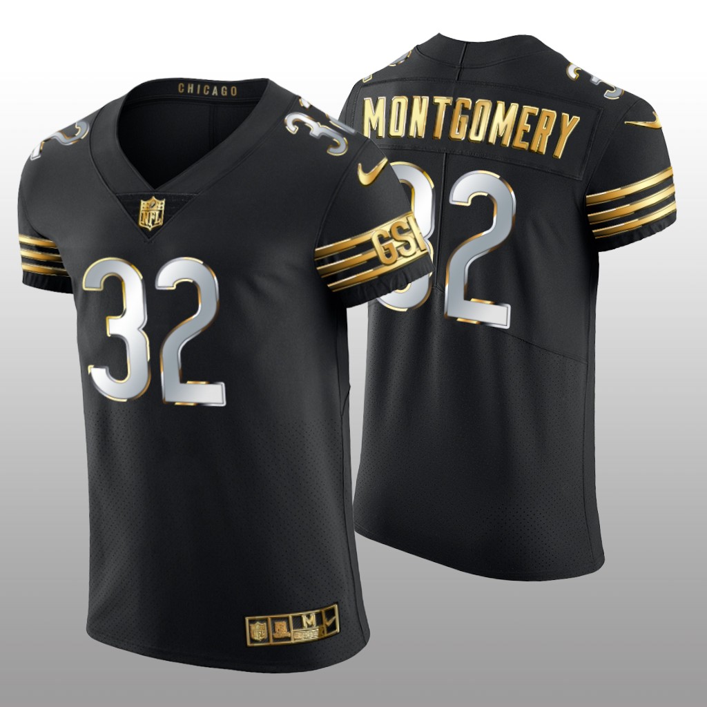 Chicago Bears David Montgomery Black Vapor Elite Jersey Golden Edition Men's