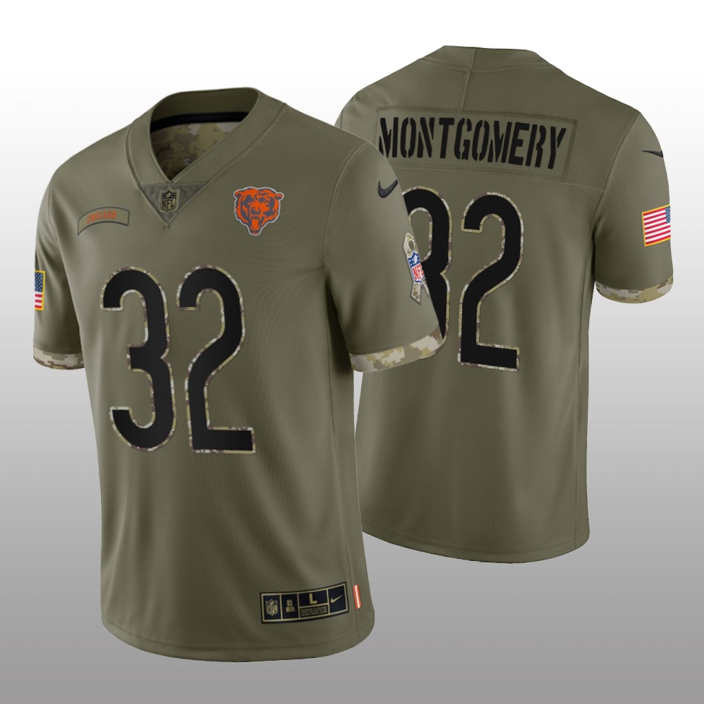 Chicago Bears David Montgomery Olive Limited Jersey 2022 Salute To Service - Men's