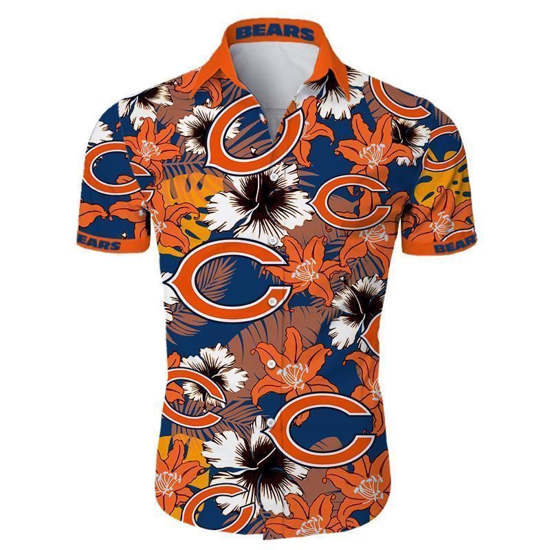 Chicago Bears Hawaiian 3D Shirt Slimfit Tropical Flower Gift For Fans Nfl