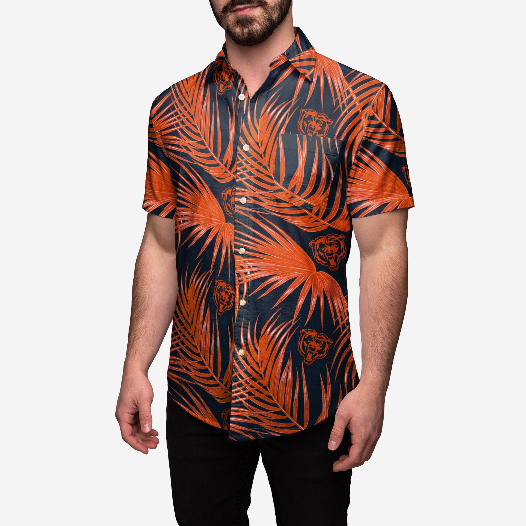 Chicago Bears Hawaiian Aloha Button Up Shirt Hawaiian Beach