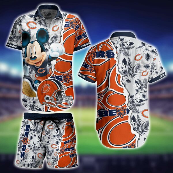 Chicago Bears Mickey Mouse and Helmet Hawaiian Shirt