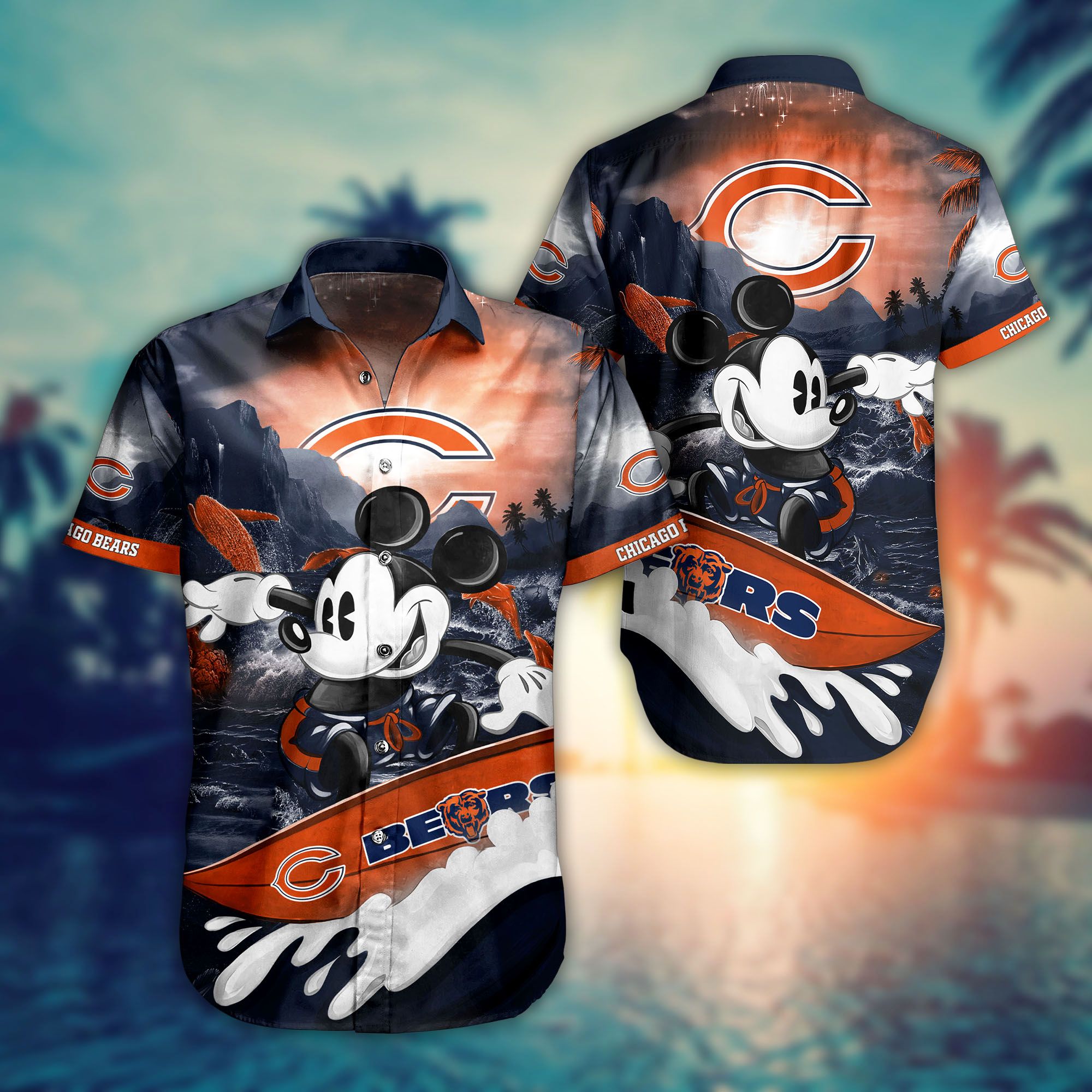 Chicago Bears Mickey Mouse Surf Hawaiian Shirt