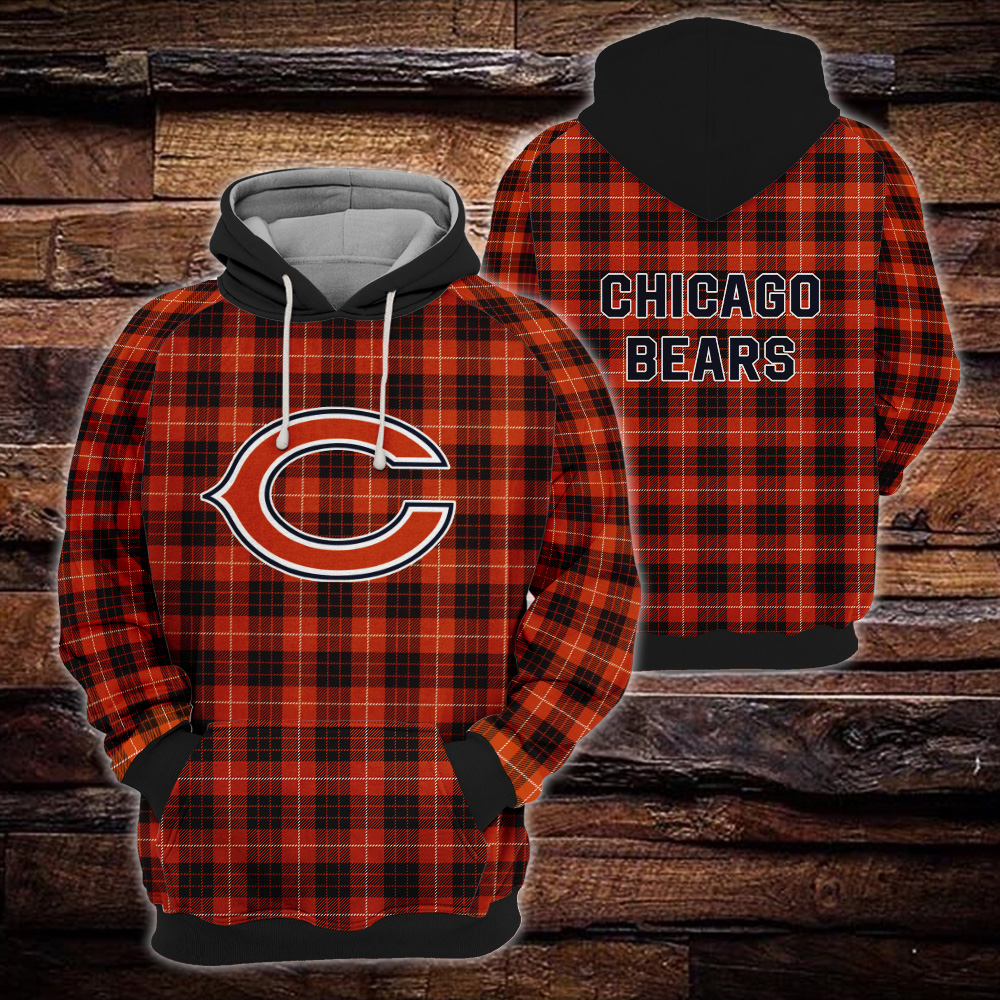 Chicago Bears Plaid Hoodie 3D Gift For Fans