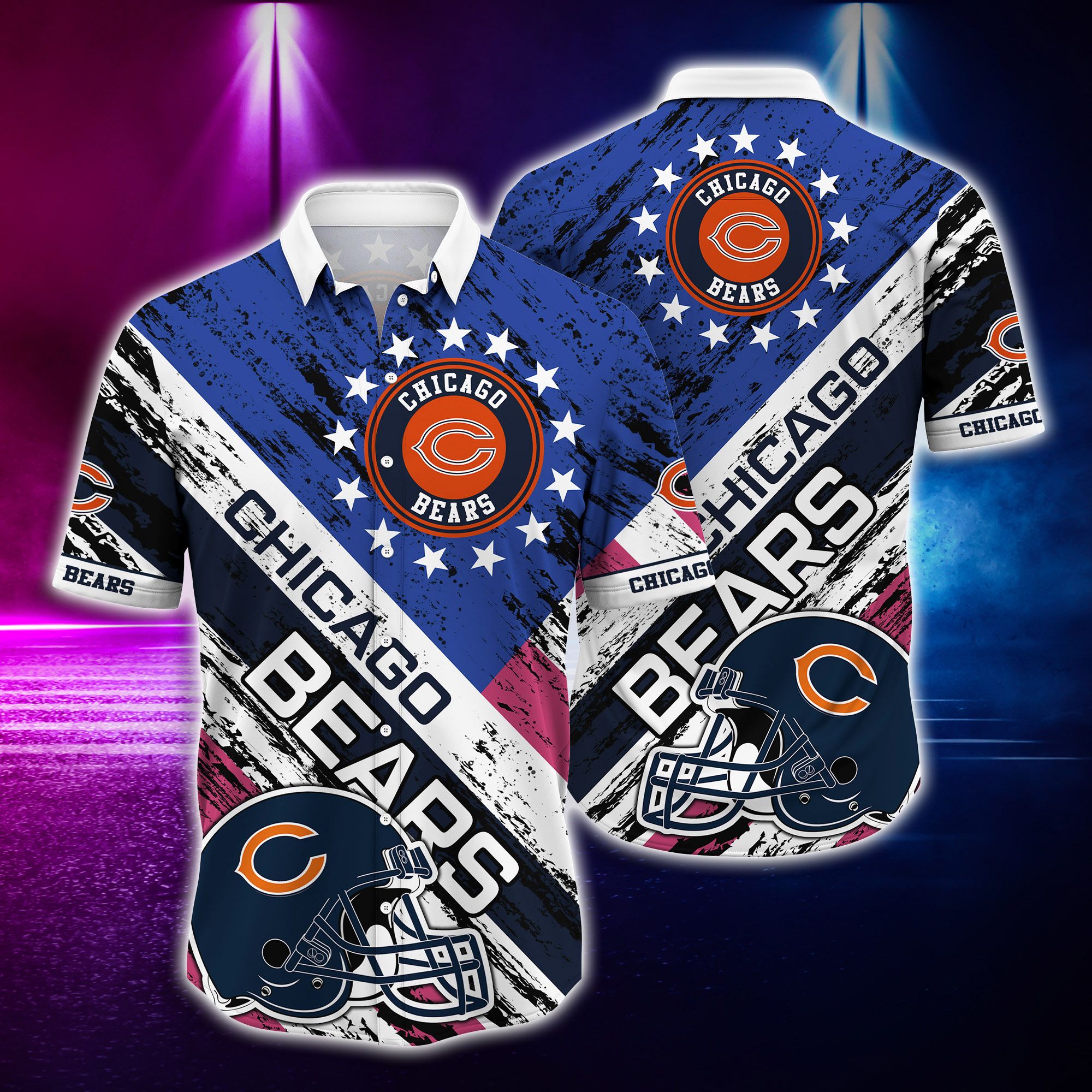 Chicago Bears rugby helmet Hawaiian Shirt