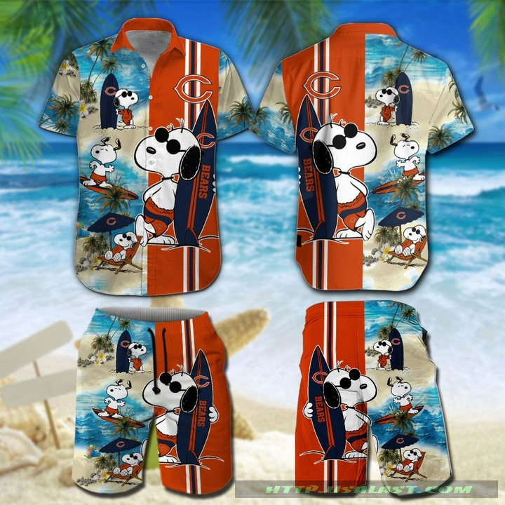 Chicago Bears Snoopy Surfing Hawaiian Shirt