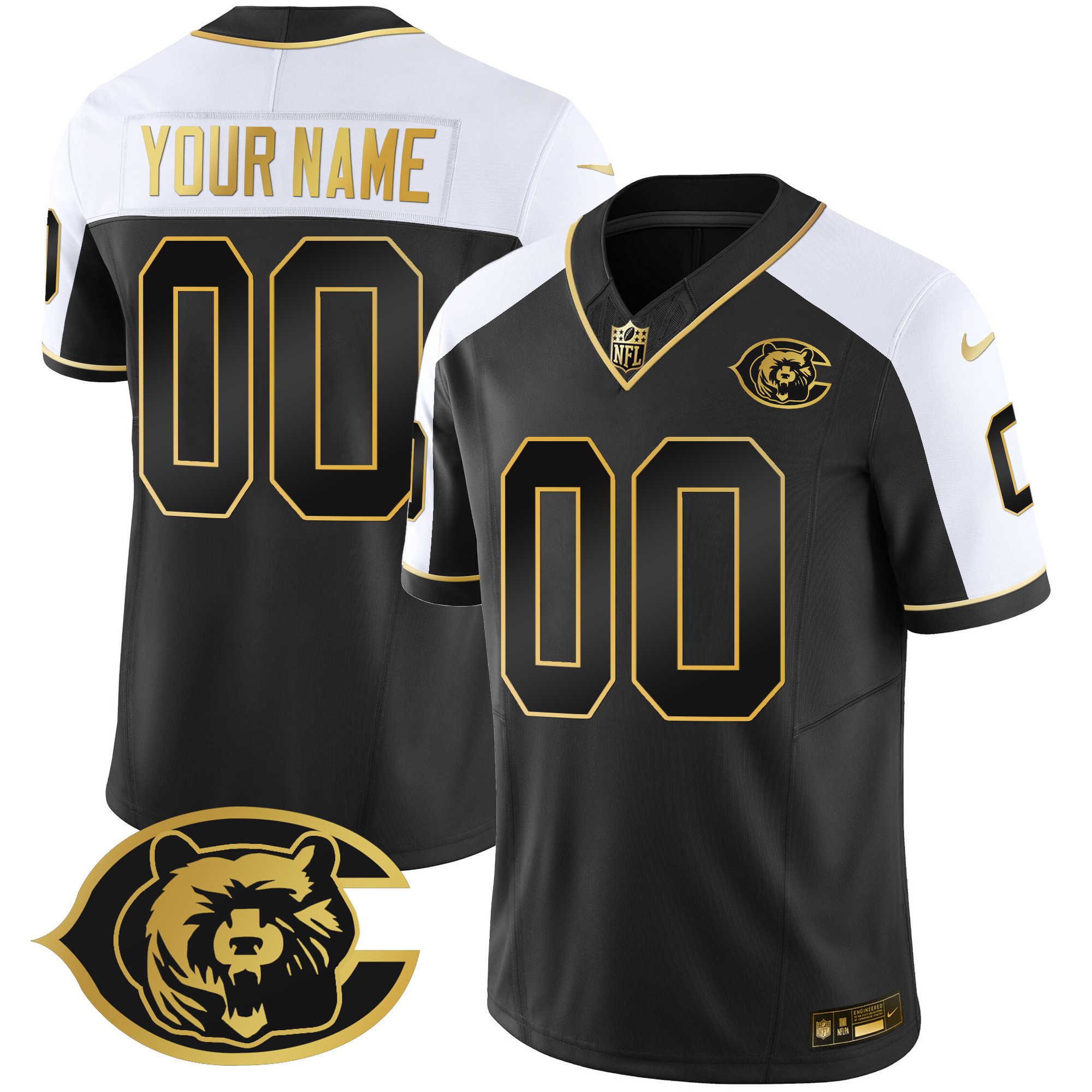 Chicago Bears Throwback Gold Vapor Custom Alternate Jersey - All Stitched 