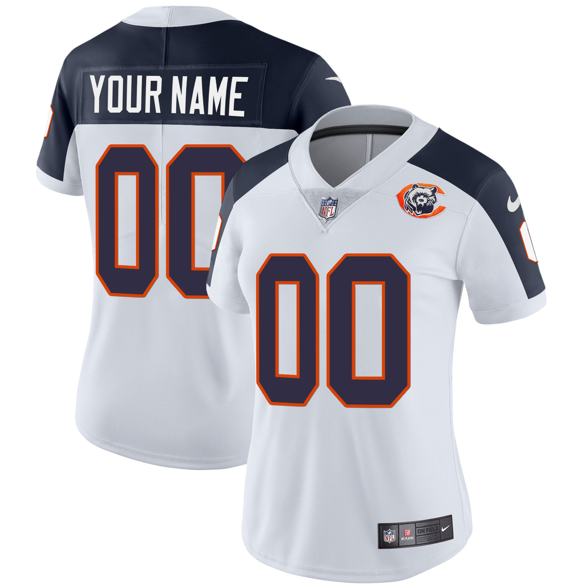 Chicago Bears Throwback Vapor Custom Inverted Jersey - All Stitched 