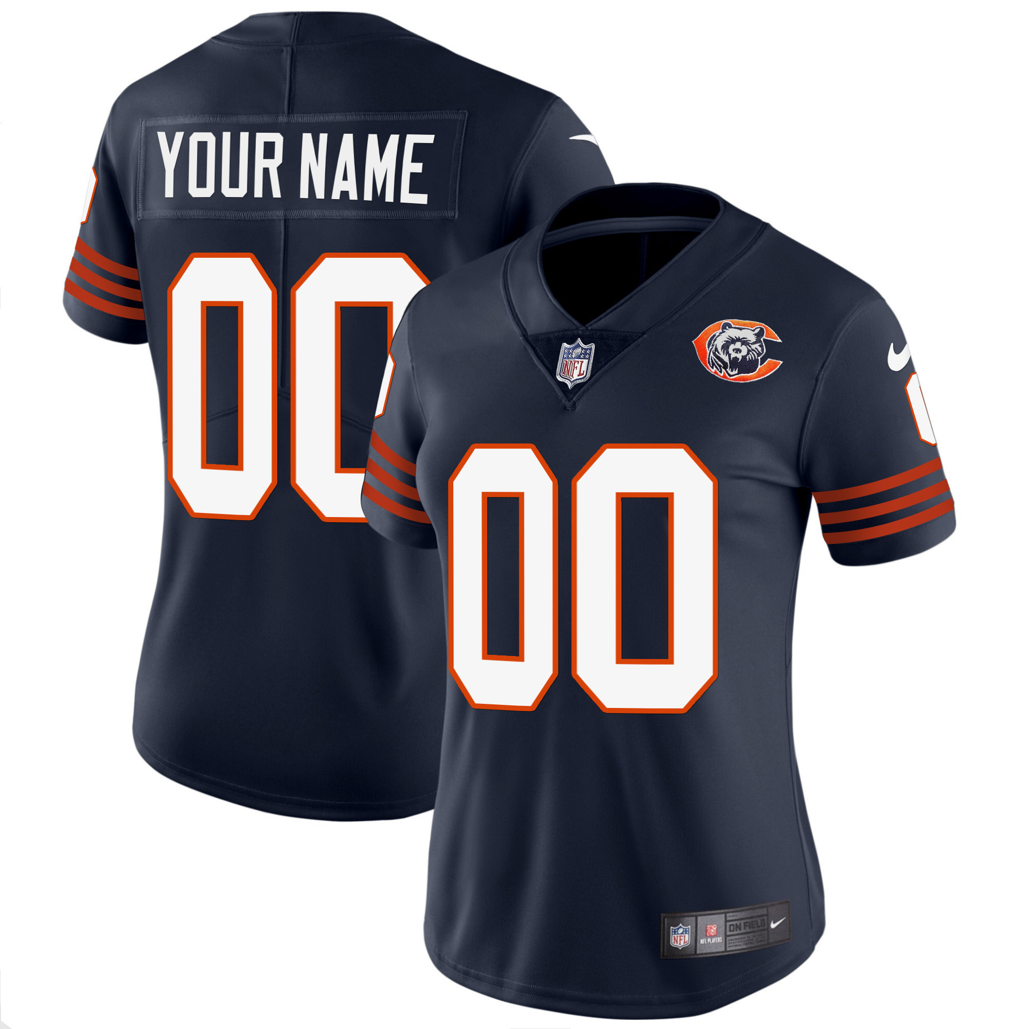 Chicago Bears Throwback Vapor Custom Navy Jersey - All Stitched 
