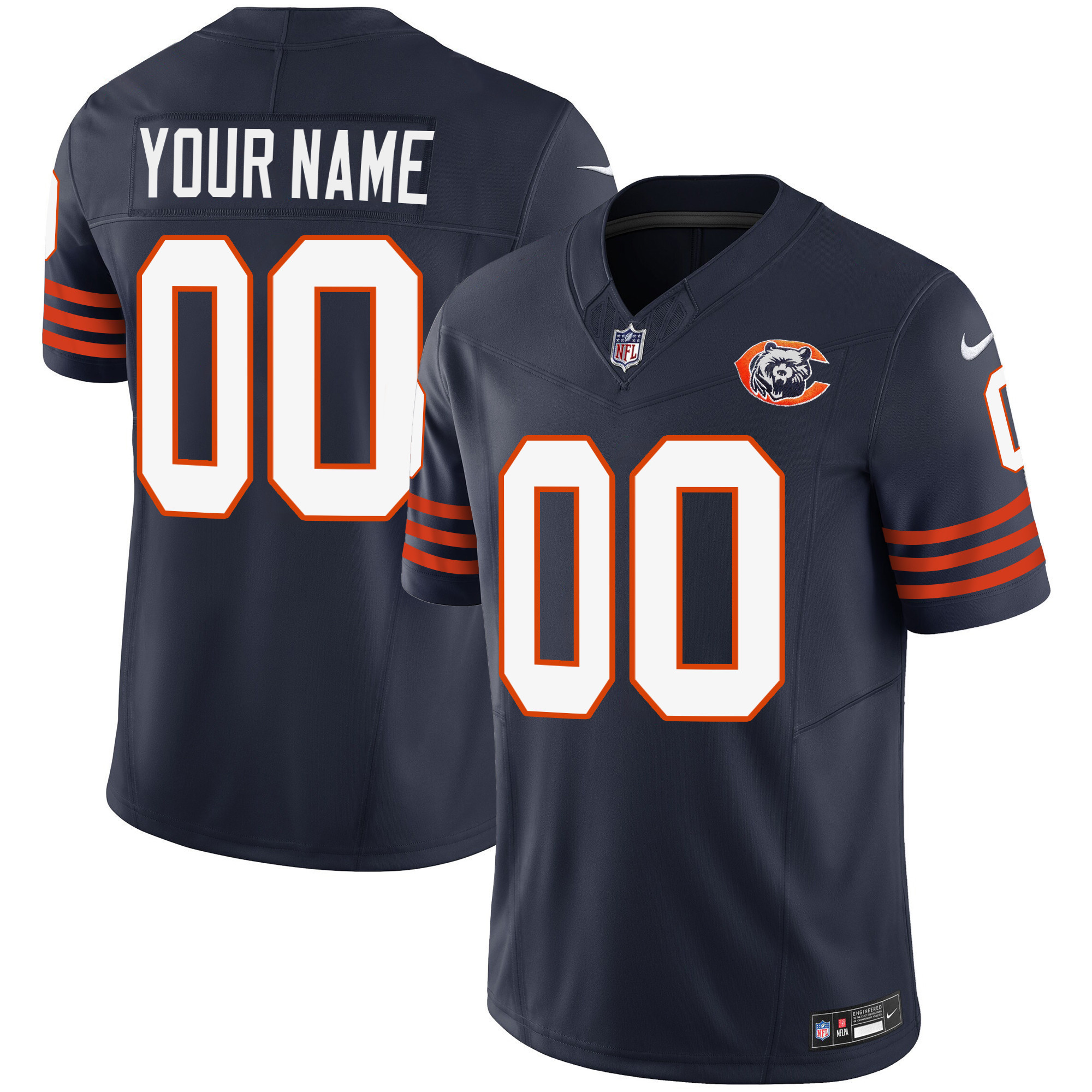 Chicago Bears Throwback Vapor Custom Navy Jersey - All Stitched 