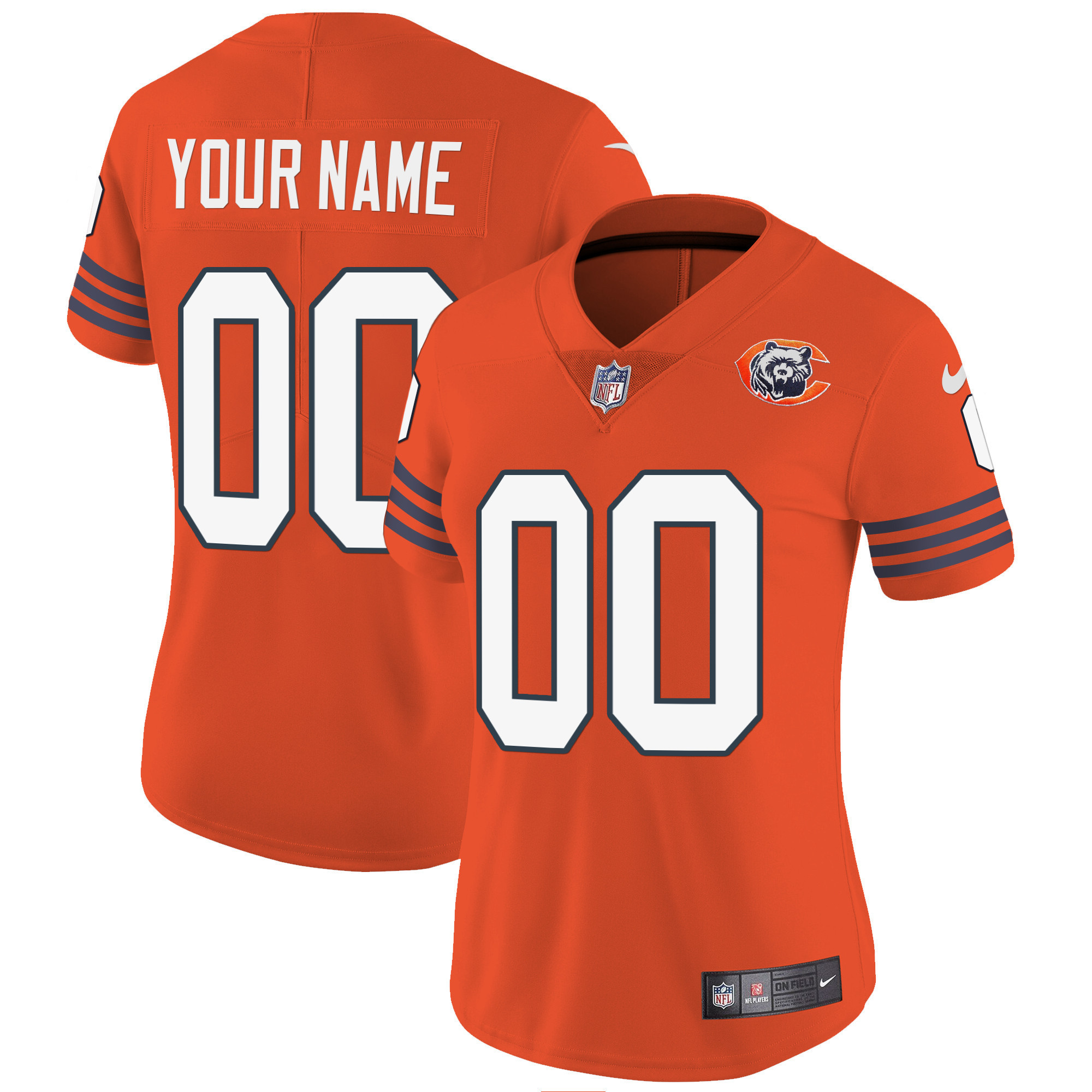 Chicago Bears Throwback Vapor Custom Orange Jersey - All Stitched 