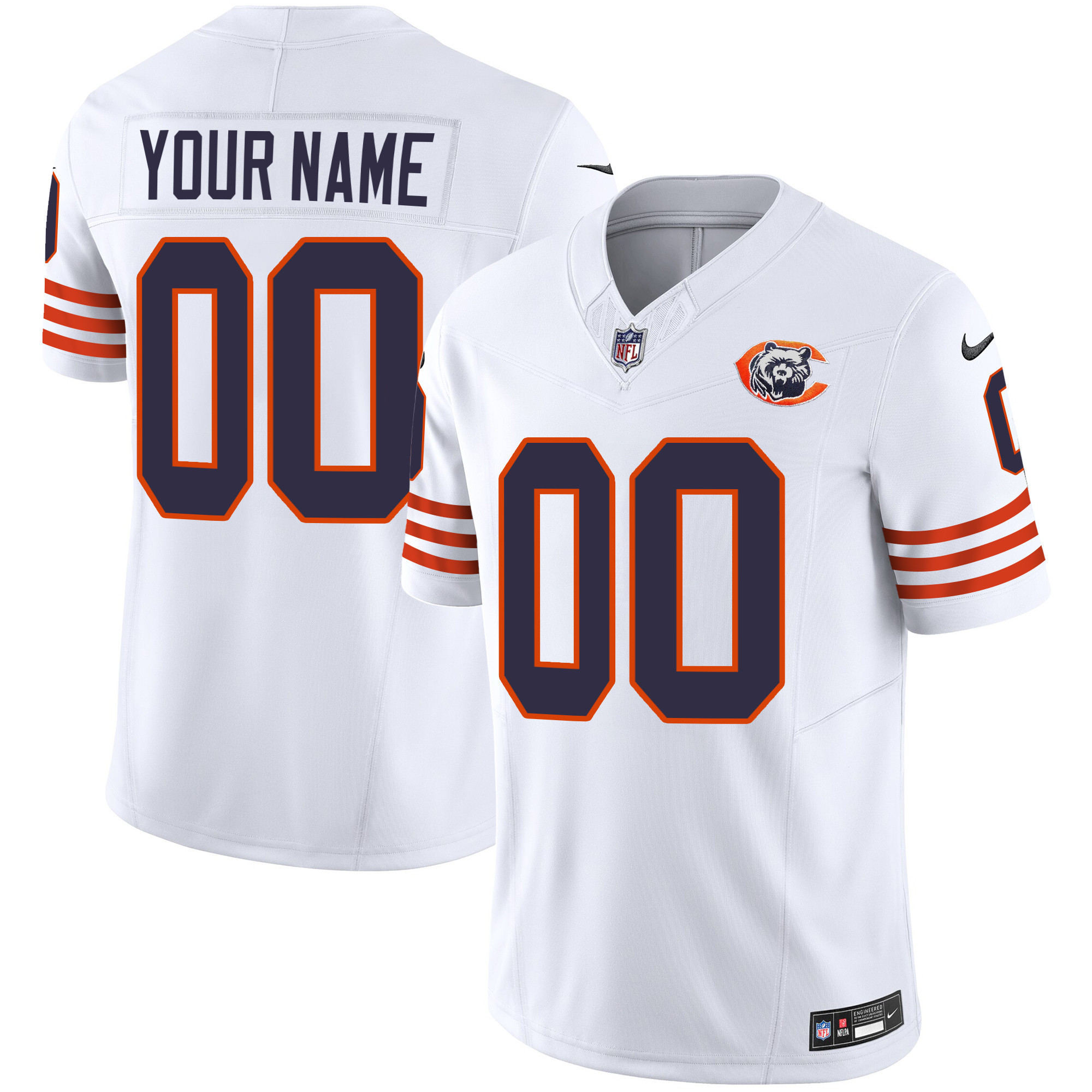Chicago Bears Throwback Vapor Custom White Jersey - All Stitched 