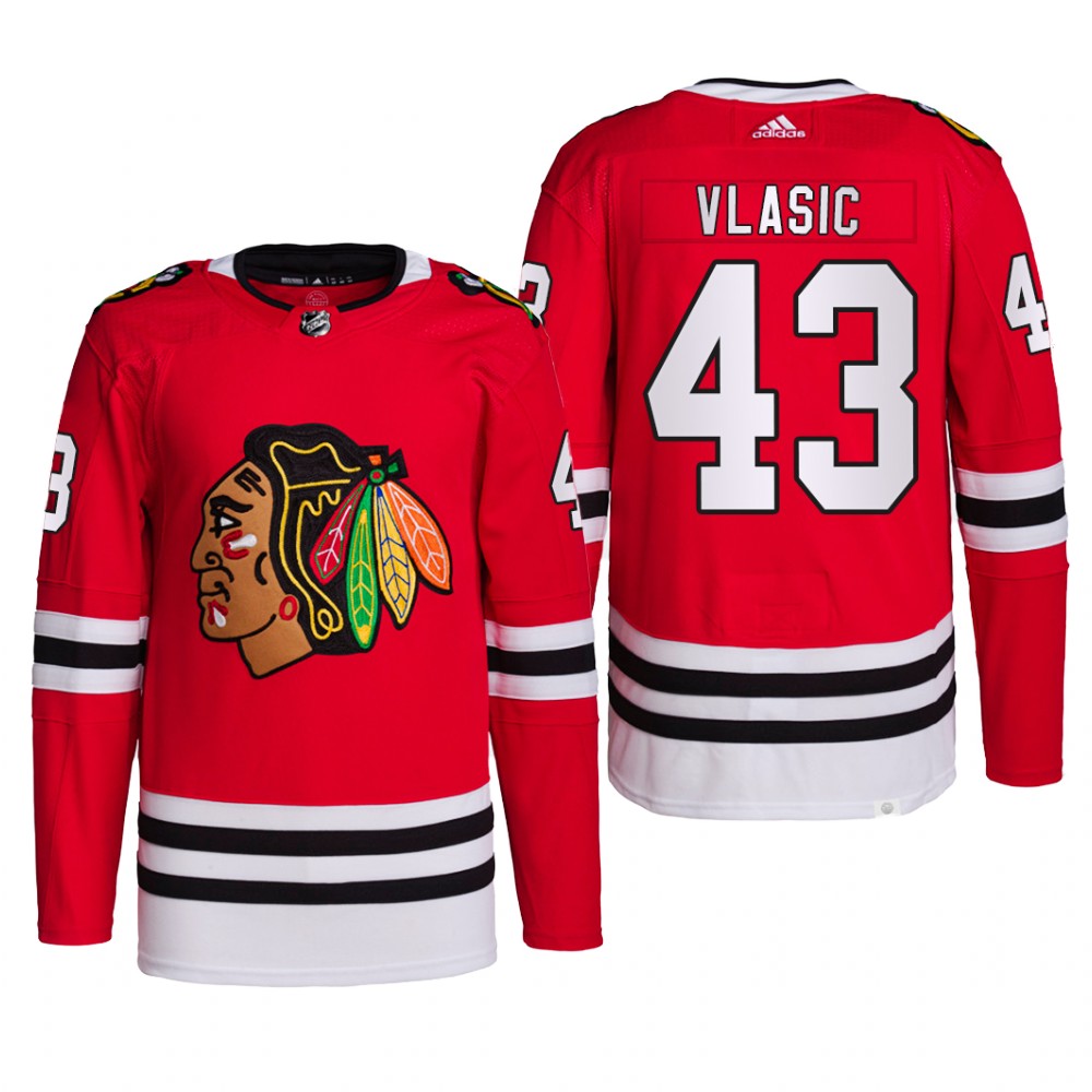 Chicago Blackhawks 2022 Home Jersey Alex Vlasic Red #43 Primegreen Uniform