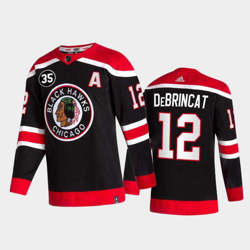 Chicago Blackhawks Alex DeBrincat #12 35 Patch Honor Tony Esposito Black Retro Jersey