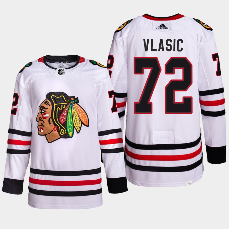 Chicago Blackhawks Alex Vlasic 72 White Away Primegreen Stitched Jersey 2022-23